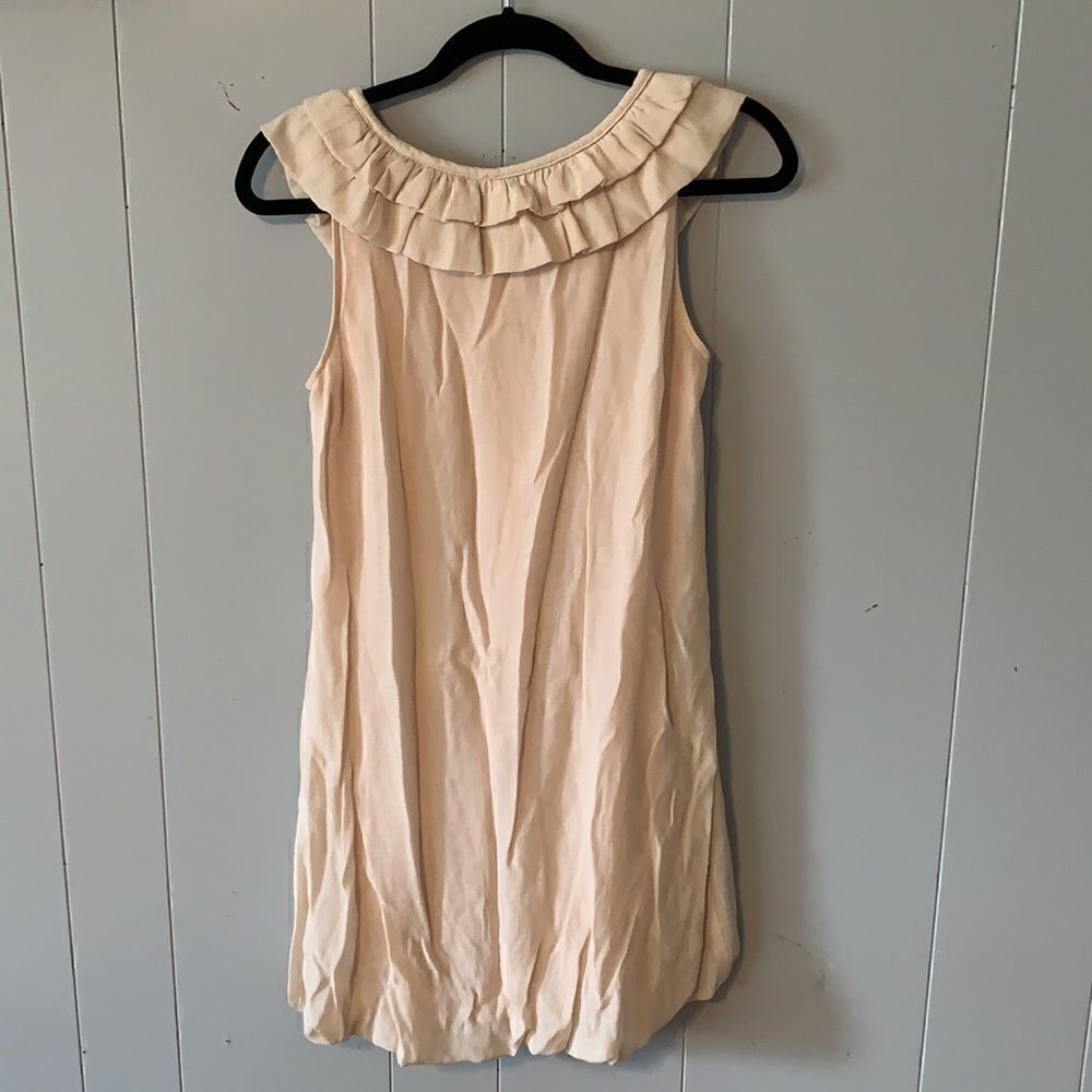 Neutral Ruffle Neck Dress Size Large - Picture 2 of 4